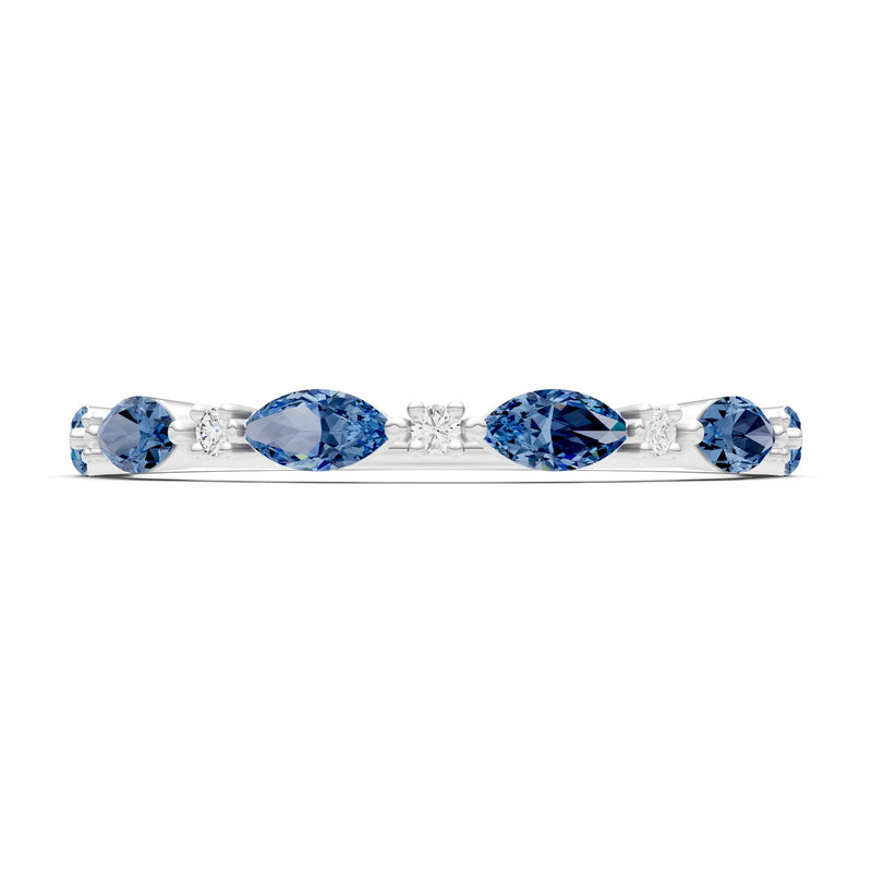 London Blue Topaz Dainty Alternating Prong Station Marquise & Round Half Band