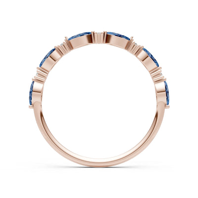 Marquise & Round Gemstone Dainty Alternating Prong Station Half Band
