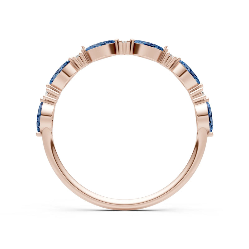 Marquise & Round Gemstone Dainty Alternating Prong Station Half Band