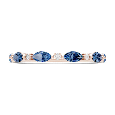 Marquise & Round Gemstone Dainty Alternating Prong Station Half Band