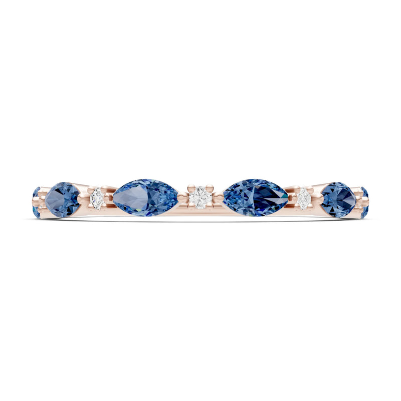 Marquise & Round Gemstone Dainty Alternating Prong Station Half Band