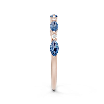 Marquise & Round Gemstone Dainty Alternating Prong Station Half Band