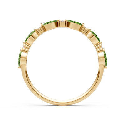 Marquise & Round Gemstone Dainty Alternating Prong Station Half Band