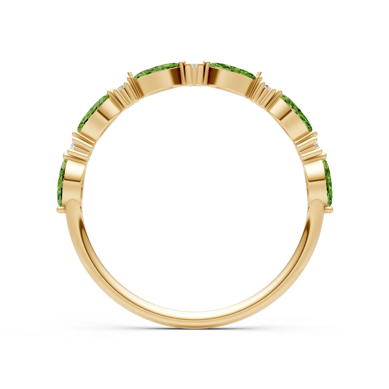 Marquise & Round Gemstone Dainty Alternating Prong Station Half Band