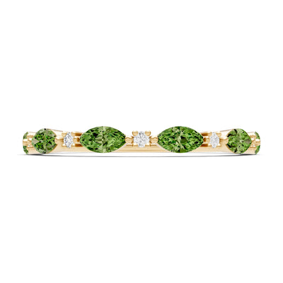 Marquise & Round Gemstone Dainty Alternating Prong Station Half Band
