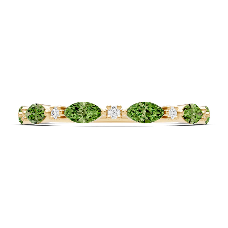 Marquise & Round Gemstone Dainty Alternating Prong Station Half Band