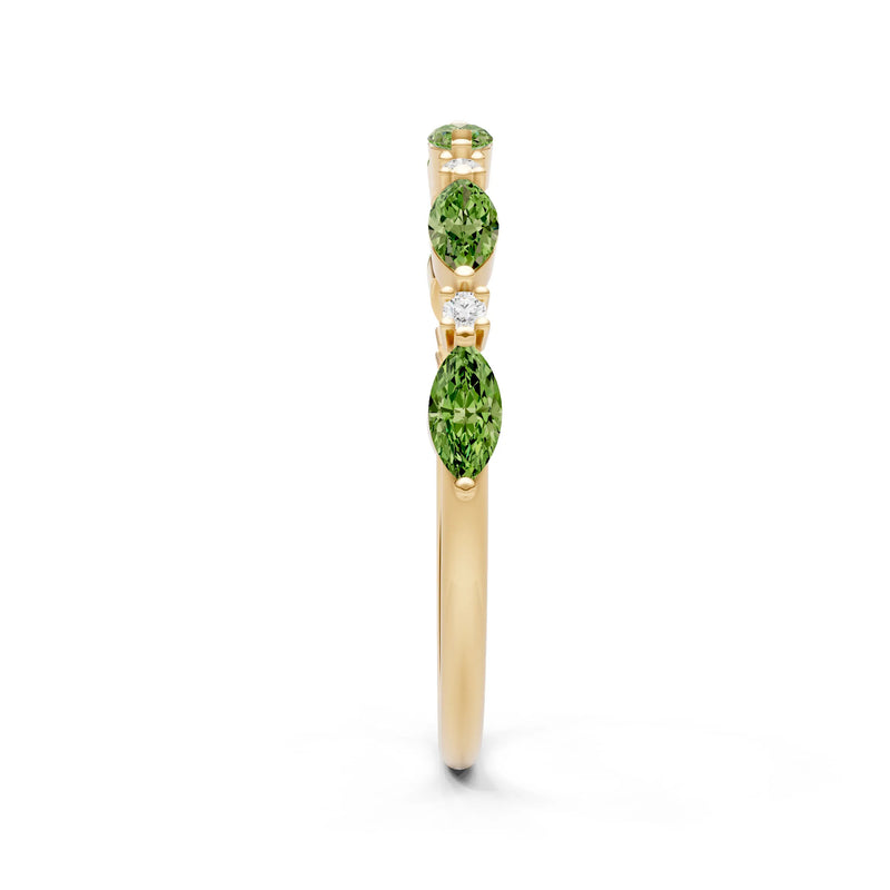 Marquise & Round Gemstone Dainty Alternating Prong Station Half Band