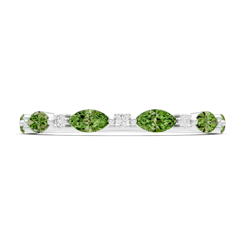 Marquise & Round Gemstone Dainty Alternating Prong Station Half Band