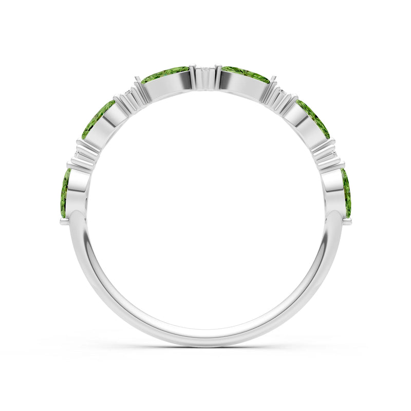 Peridot Dainty Alternating Prong Station Marquise & Round Half Band