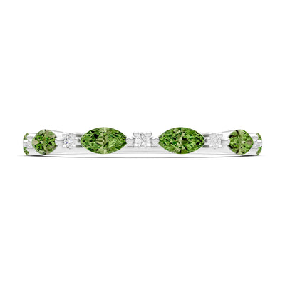 Peridot Dainty Alternating Prong Station Marquise & Round Half Band