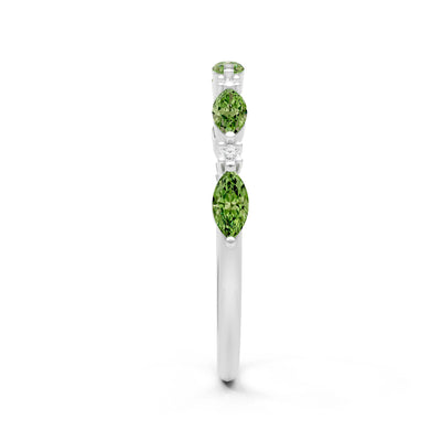 Peridot Dainty Alternating Prong Station Marquise & Round Half Band