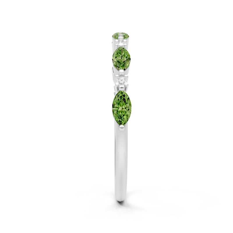Peridot Dainty Alternating Prong Station Marquise & Round Half Band