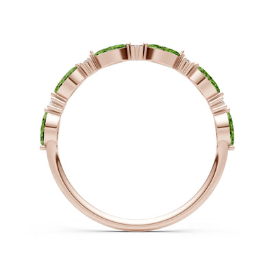 Marquise & Round Gemstone Dainty Alternating Prong Station Half Band