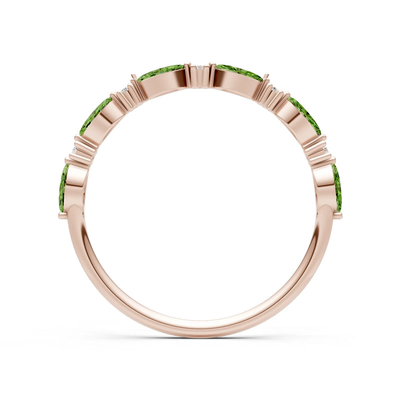 Peridot Dainty Alternating Prong Station Marquise & Round Half Band