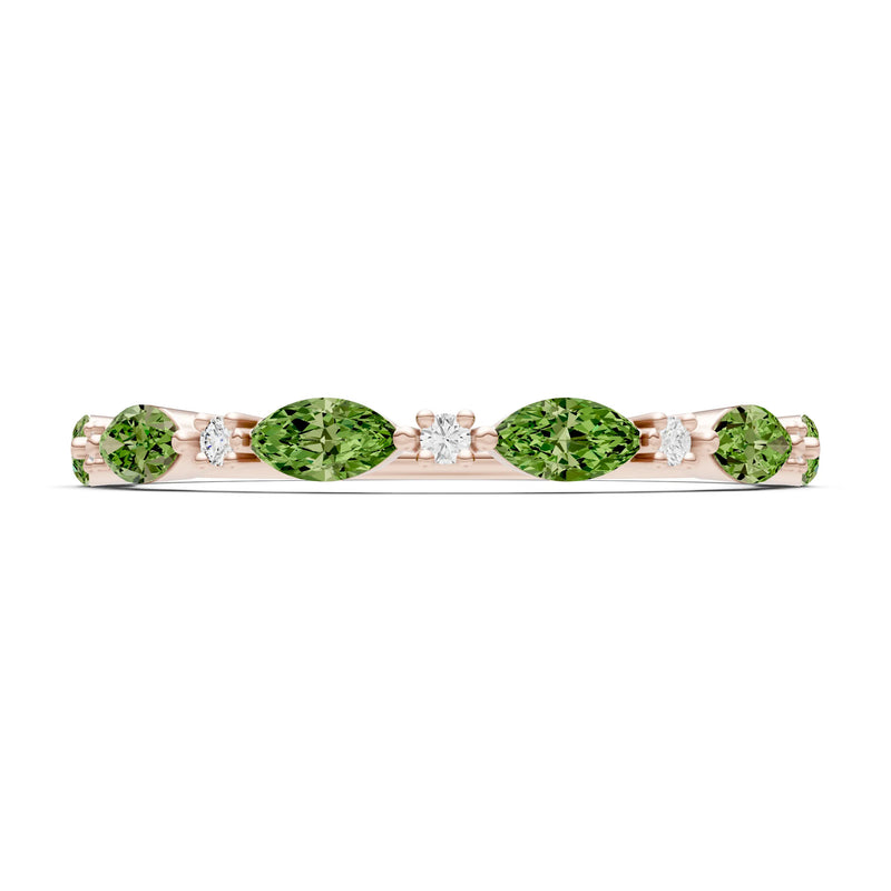 Marquise & Round Gemstone Dainty Alternating Prong Station Half Band
