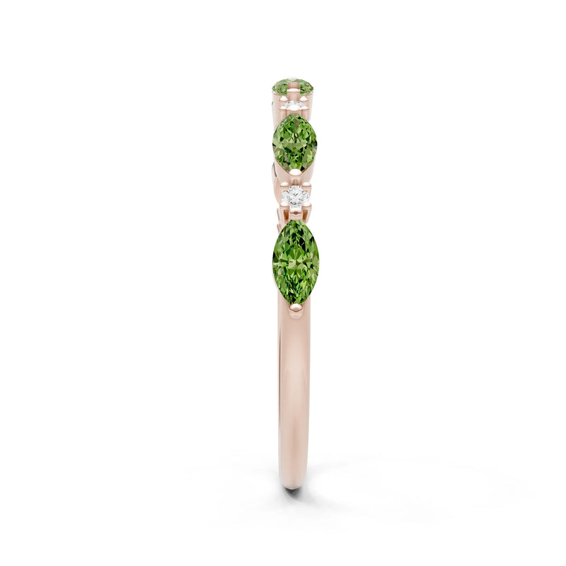 Peridot Dainty Alternating Prong Station Marquise & Round Half Band