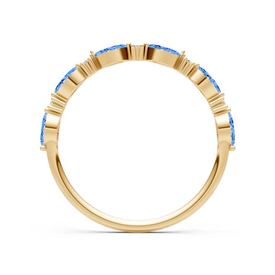 Marquise & Round Gemstone Dainty Alternating Prong Station Half Band