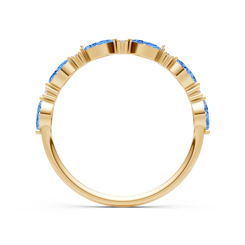 Marquise & Round Gemstone Dainty Alternating Prong Station Half Band
