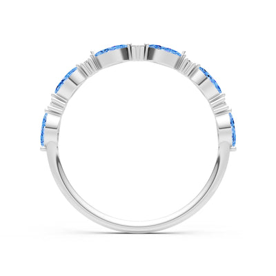 Marquise & Round Gemstone Dainty Alternating Prong Station Half Band