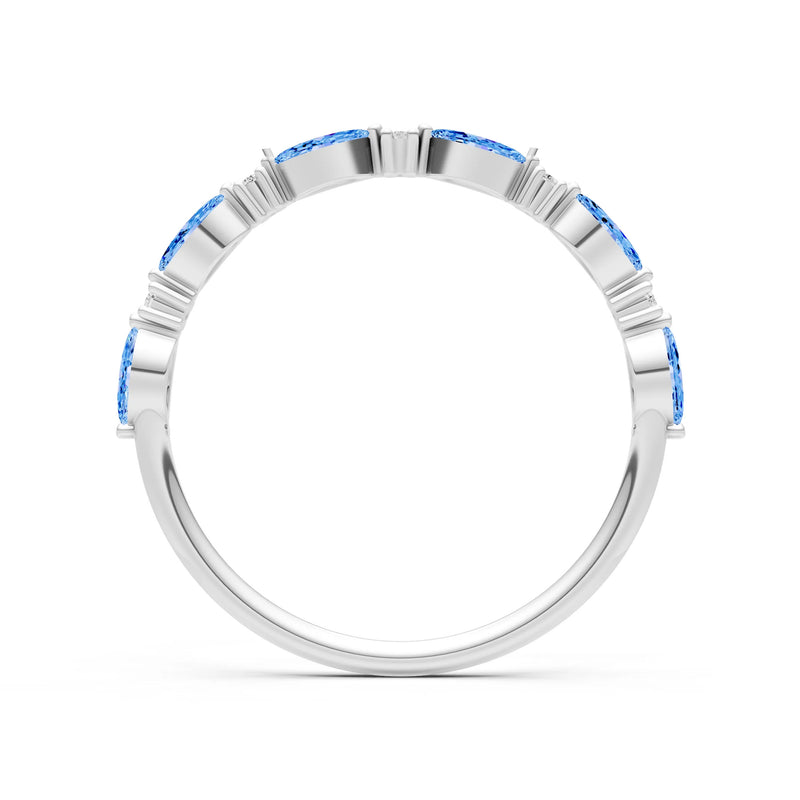 Marquise & Round Gemstone Dainty Alternating Prong Station Half Band