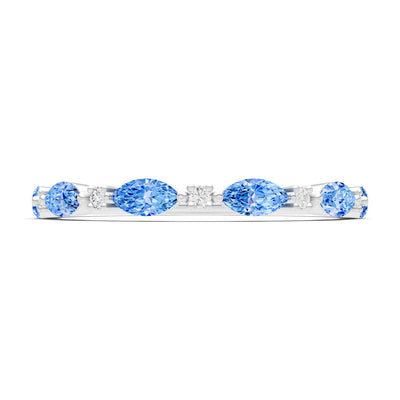 Marquise & Round Gemstone Dainty Alternating Prong Station Half Band