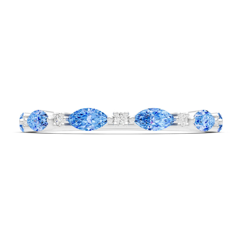 Marquise & Round Gemstone Dainty Alternating Prong Station Half Band