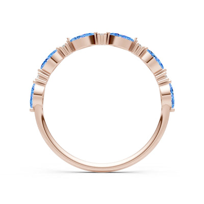 Swiss Blue Topaz Dainty Alternating Prong Station Marquise & Round Half Band