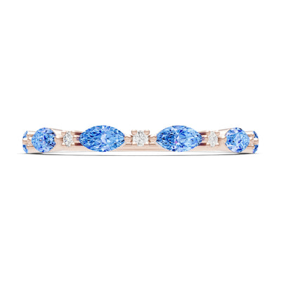 Marquise & Round Gemstone Dainty Alternating Prong Station Half Band