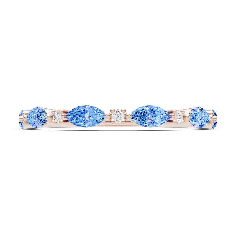 Marquise & Round Gemstone Dainty Alternating Prong Station Half Band