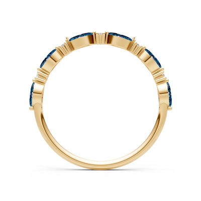 Marquise & Round Gemstone Dainty Alternating Prong Station Half Band