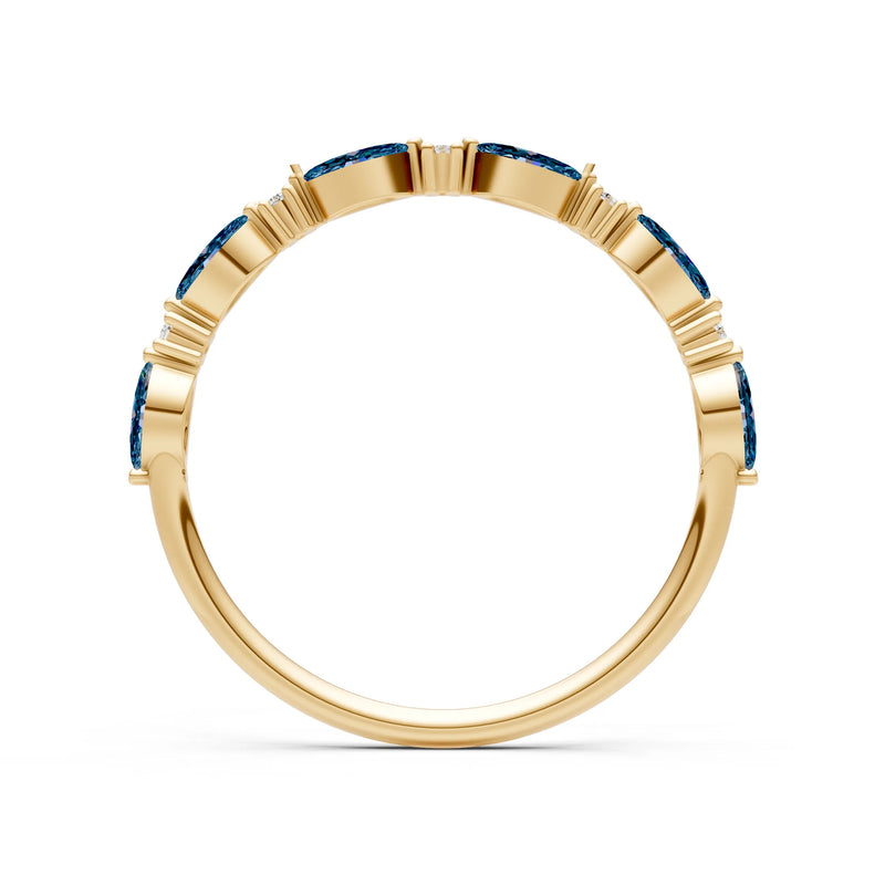 Marquise & Round Gemstone Dainty Alternating Prong Station Half Band