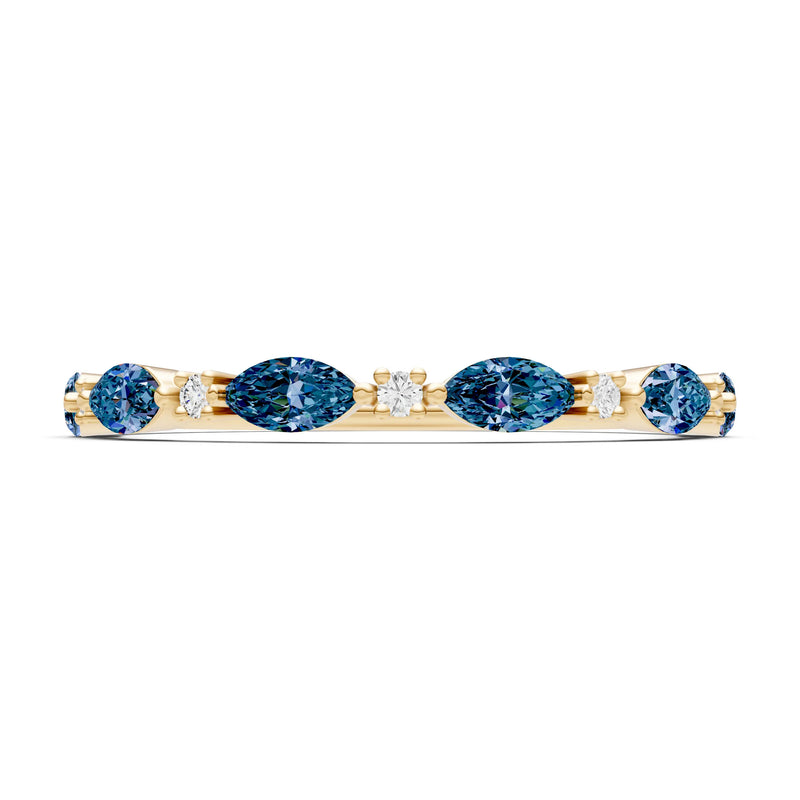 Marquise & Round Gemstone Dainty Alternating Prong Station Half Band