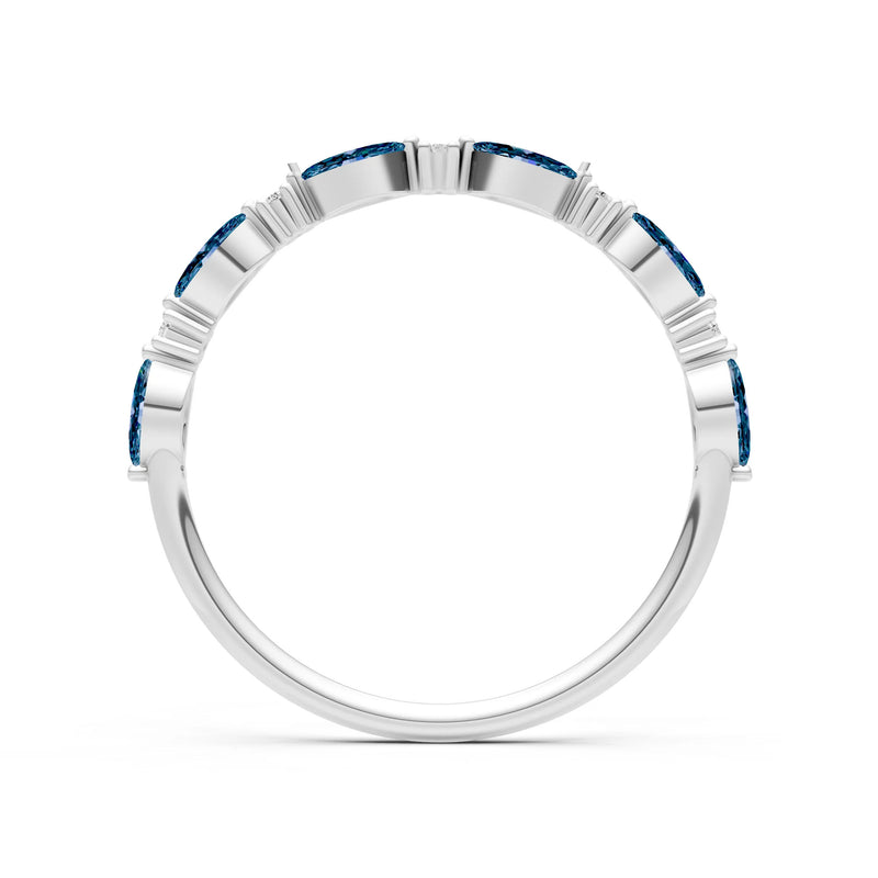 Marquise & Round Gemstone Dainty Alternating Prong Station Half Band
