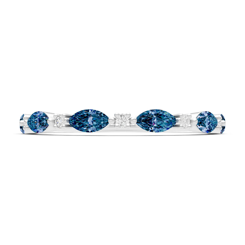 Marquise & Round Gemstone Dainty Alternating Prong Station Half Band