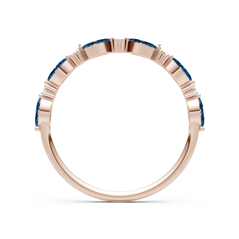 Marquise & Round Gemstone Dainty Alternating Prong Station Half Band