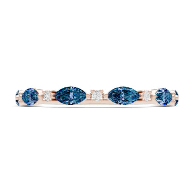 Marquise & Round Gemstone Dainty Alternating Prong Station Half Band