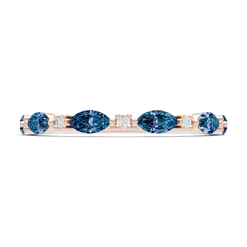 Marquise & Round Gemstone Dainty Alternating Prong Station Half Band