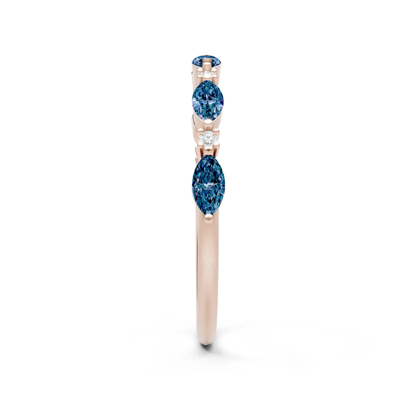 Marquise & Round Gemstone Dainty Alternating Prong Station Half Band