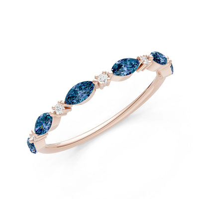 Alexandrite Dainty Alternating Prong Station Marquise & Round Half Band