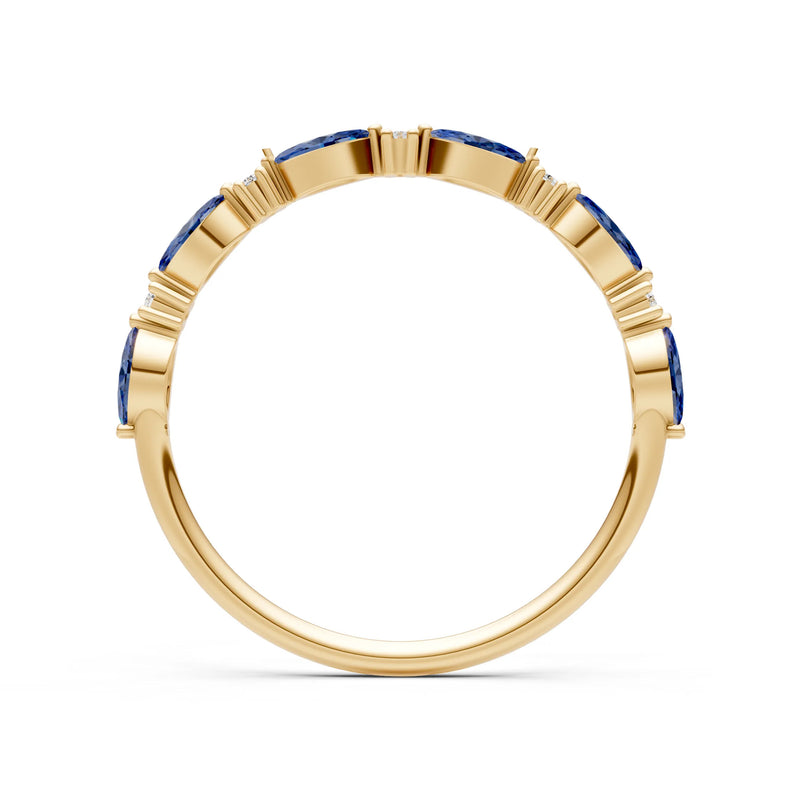 Marquise & Round Gemstone Dainty Alternating Prong Station Half Band
