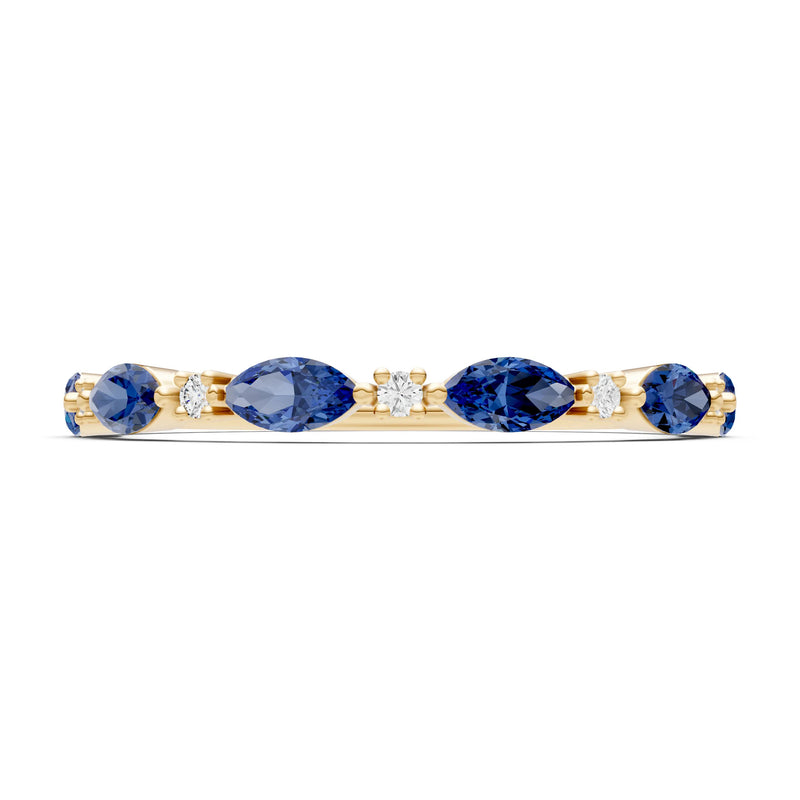 Marquise & Round Gemstone Dainty Alternating Prong Station Half Band