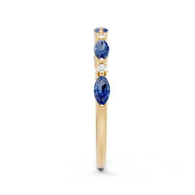 Marquise & Round Gemstone Dainty Alternating Prong Station Half Band