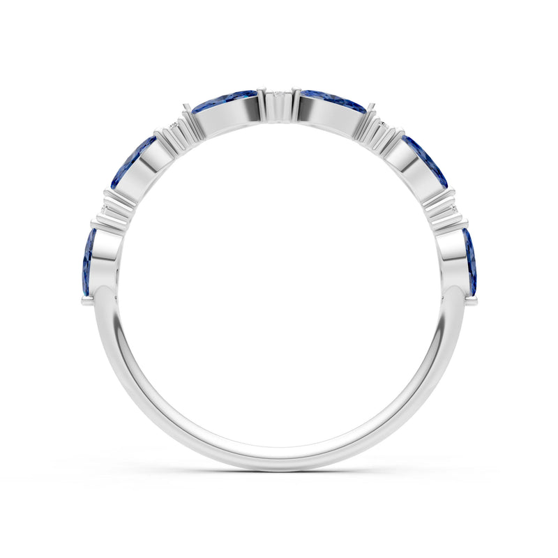 Marquise & Round Gemstone Dainty Alternating Prong Station Half Band