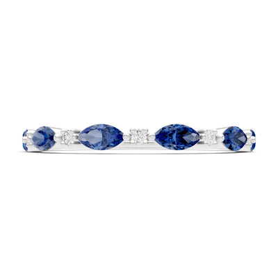 Marquise & Round Gemstone Dainty Alternating Prong Station Half Band