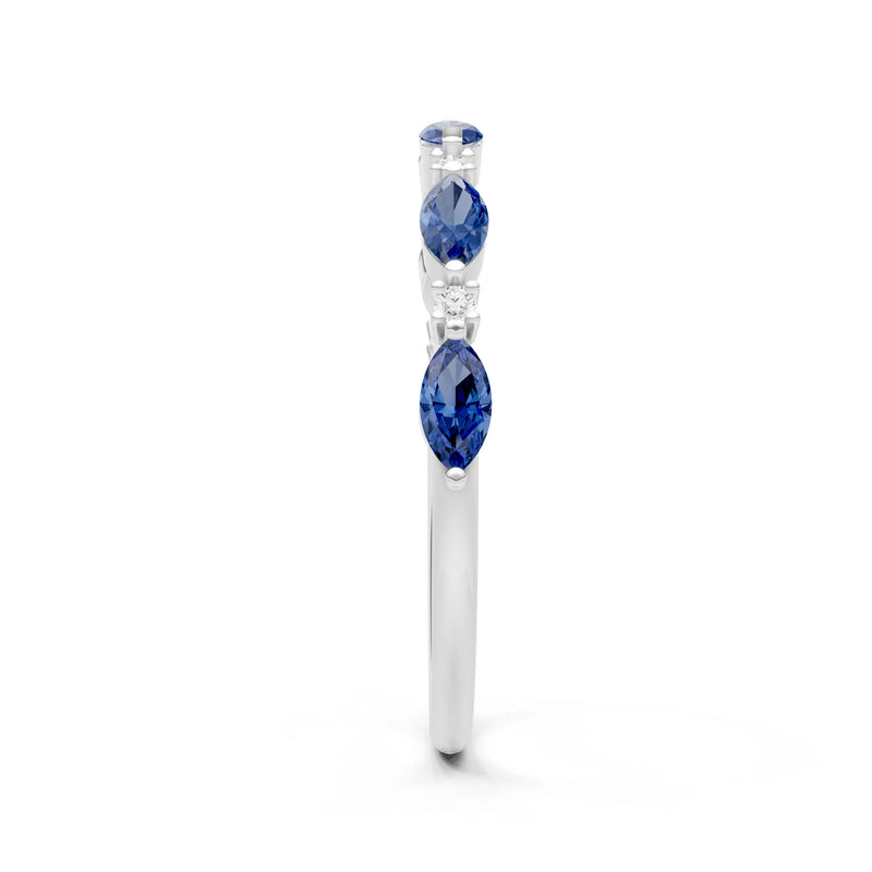 Marquise & Round Gemstone Dainty Alternating Prong Station Half Band