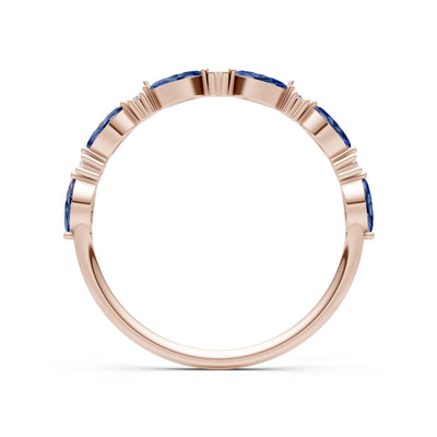 Marquise & Round Gemstone Dainty Alternating Prong Station Half Band