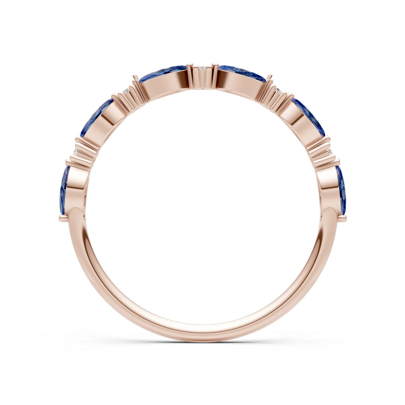 Marquise & Round Gemstone Dainty Alternating Prong Station Half Band