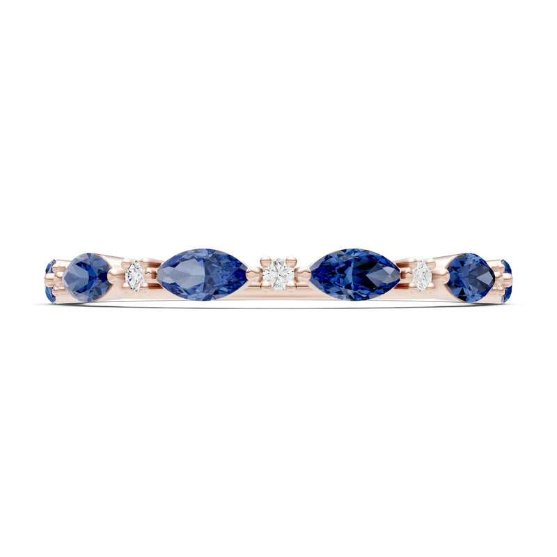 Marquise & Round Gemstone Dainty Alternating Prong Station Half Band