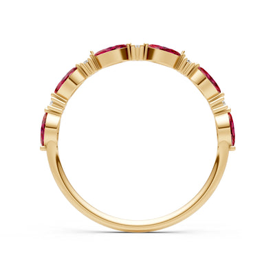 Marquise & Round Gemstone Dainty Alternating Prong Station Half Band
