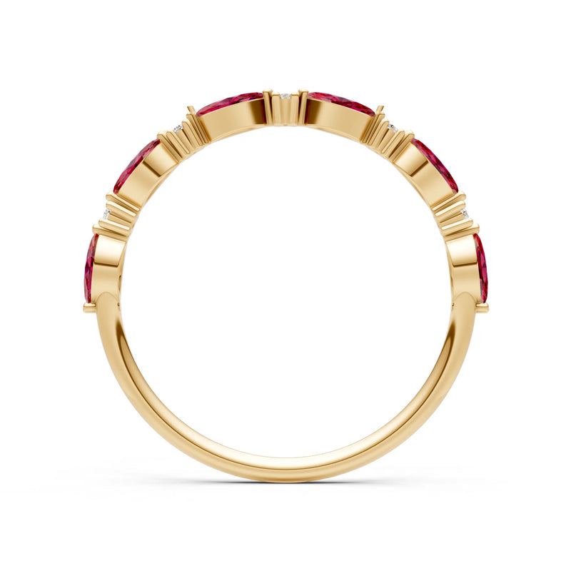 Marquise & Round Gemstone Dainty Alternating Prong Station Half Band